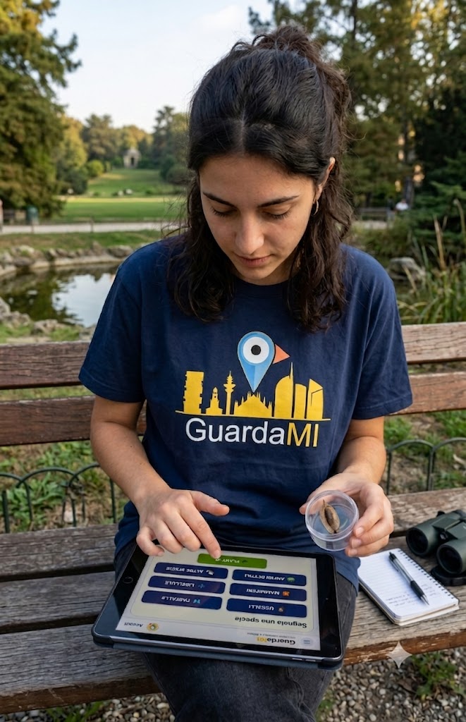 Studentessa che fotografa con GuardaMI