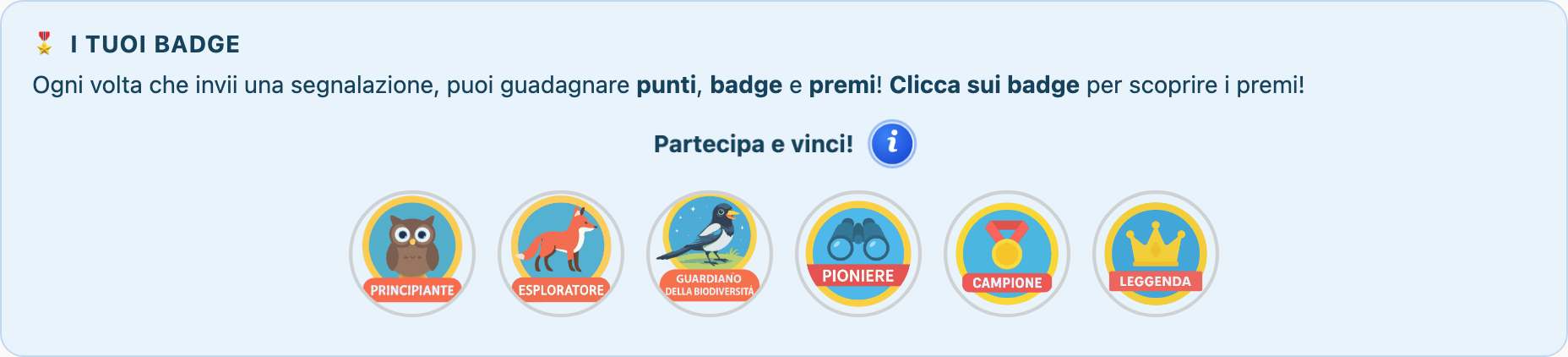 Sezione Gaming: badge e classifiche